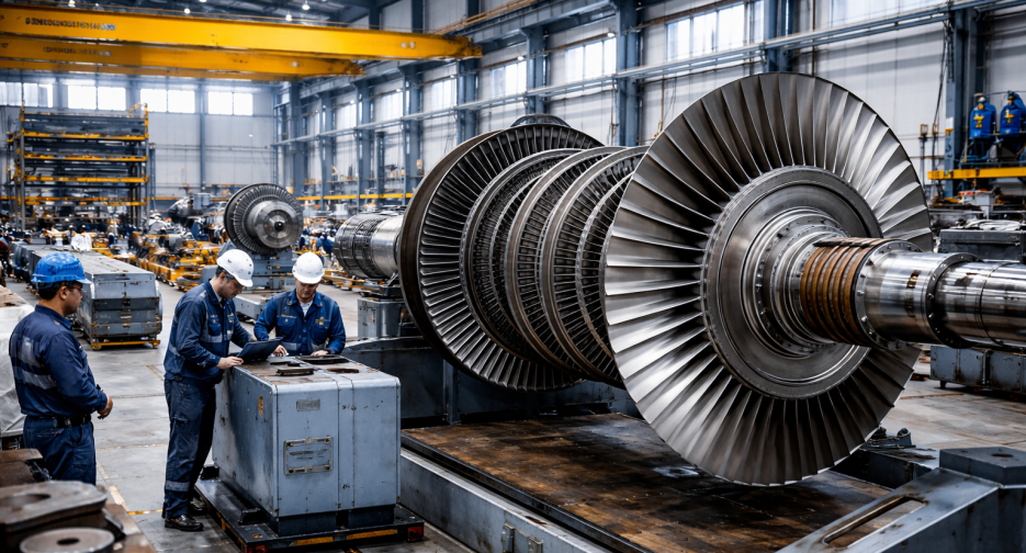 Engineers inspecting Turbine Rotor
